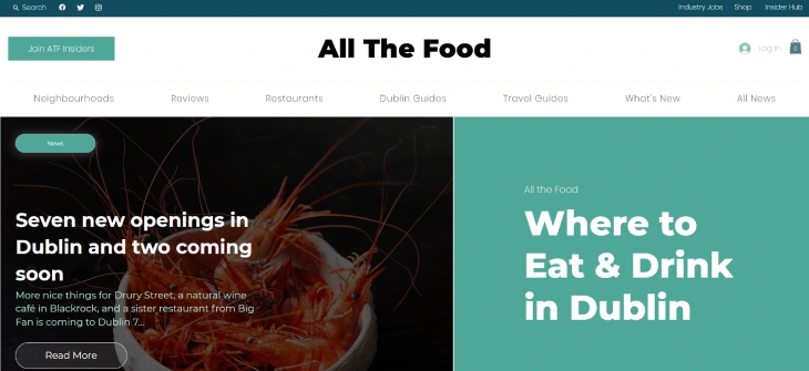 Best Wix Blog Examples - All The Food is a great example of a Wix food blog website