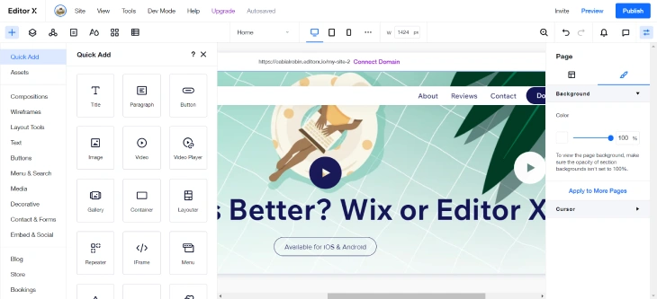 Wix Vs. Editor X - Editor X also uses a drag-and-drop interface but is more refined than Wix