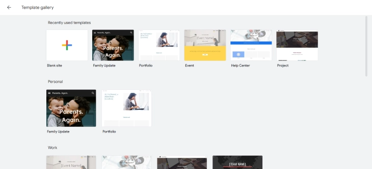 Wix Vs. Google Sites - Google Sites template are also limited in options