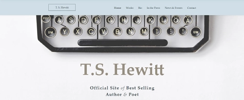 Best Wix Author Website Template - wix author template designed by T.S.Hewitt