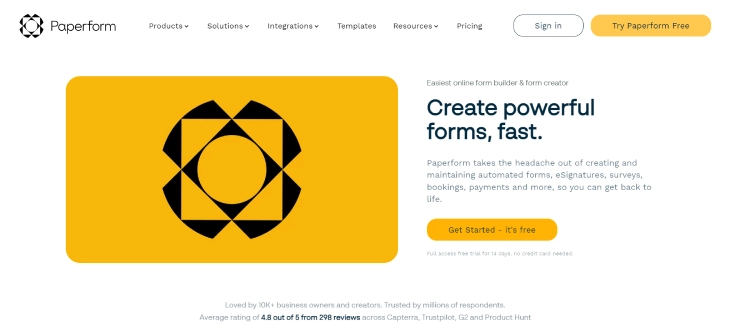 Best Online Form Builders For Wix - Paperform is one of the best online form builders for Wix