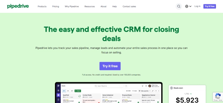 Best CRM Software for Wix - Pipedrive is a good choice for a Wix CRM software because of focus on sales pipeline