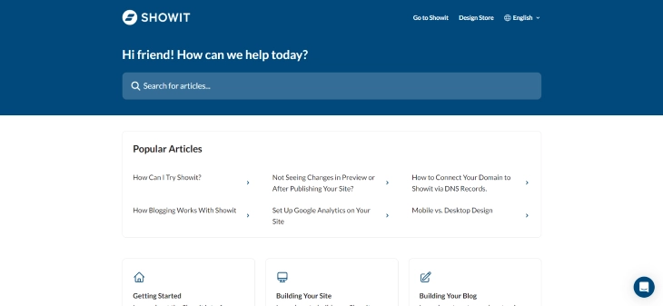 Wix Vs. Showit - Showit offers a more focused range of support options