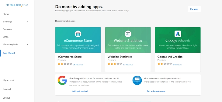 Wix Vs. SiteBuilder - SiteBuilder App Market to integrate new tools to your website