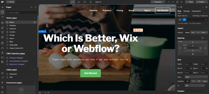 Which Is Better, Wix or Webflow - Webflow's editor offers more customization but has a higher learning curve