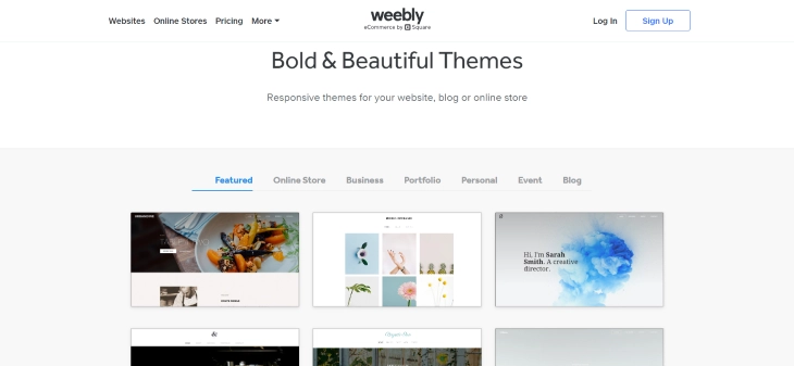 Wix Vs. Weebly Vs. Squarespace - Weebly's templates that are mobile-responsive and thoughtfully designed despite being few