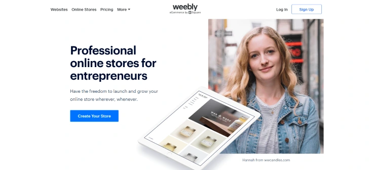 Wix Vs. Weebly Vs. Squarespace - Weebly eCommerce homepage for your small online stores