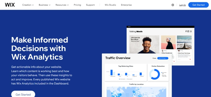 Wix Analytics Vs. Google Analytics - Wix Analytics homepage to track your content and user behavior