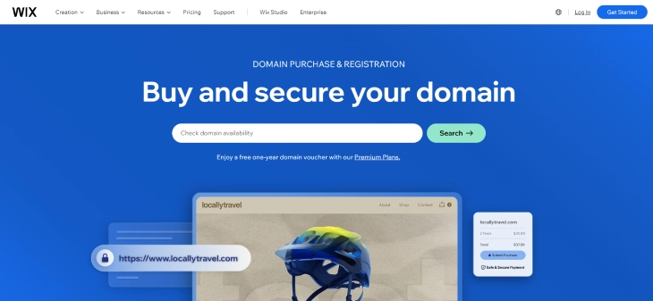 How Does Wix Make Money - Wix Domain Name Purchase and Registration homepage
