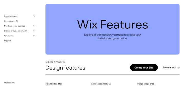 Wix Vs. Kajabi - Wix's easy-to-use platform and drag-and-drop interface are some of its key features