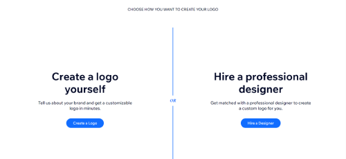 Guide for Wix Logo Maker - starting your logo project by either creating a logo by yourself or hiring a professional designer