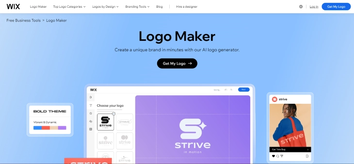 Is Wix Logo Maker Free - Wix Logo Maker homepage