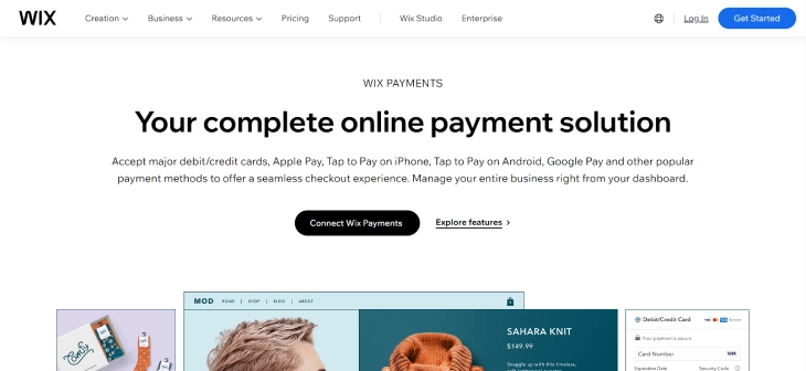 Wix Payments Vs. Stripe - Wix Payments homepage to begin your online payment journey