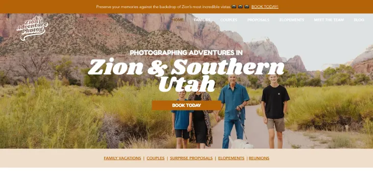 Best Wix Blog Examples - Zion Adventure Photog is a great example of a Wix photography blog website