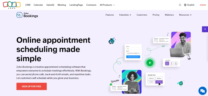 5 Best Wix Booking Apps - Zoho Bookings offers strong integration to Wix, enhances efficiency and prevent booking overlaps